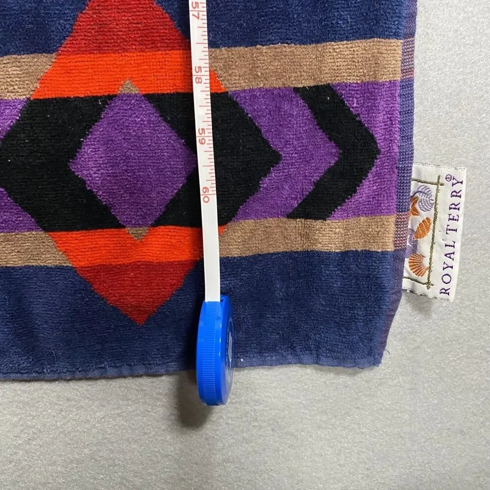 Vintage Royal Terry Beach Towel Aztec Southwestern Indian 39x64